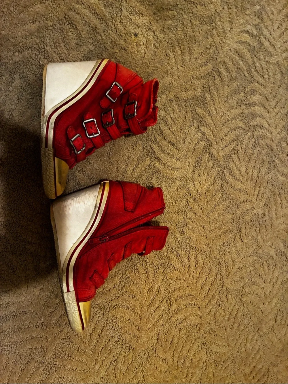 Vintage ASH Red Buckle High-Top Sneakers